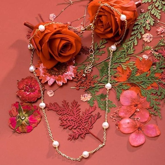 Cowlyn Pearl Choker Dainty Adjustable Necklace 18K Gold Plated - Picture 2 of 3